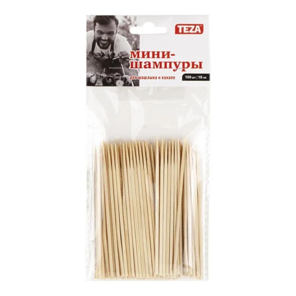Мини-шампуры бамбуковые для шашлыка и канапе 10см 100шт TEZA