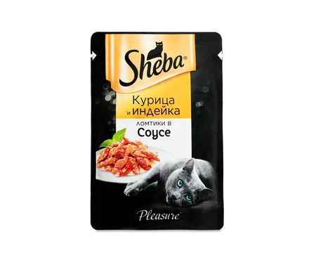 Корм для кошек Sheba ломтики в соусе с курицей и индейкой 75гр