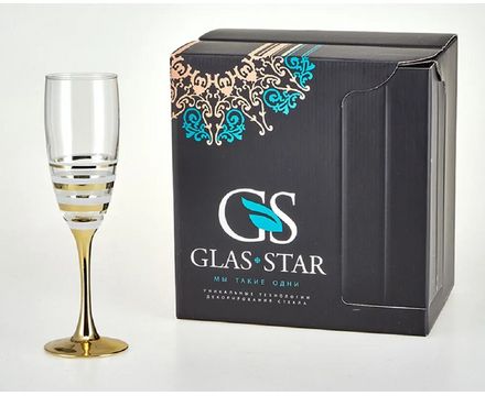 Набор бокалов GLASSTAR 170мл 6шт Line Gold+краска 3  LNK224_1687_3