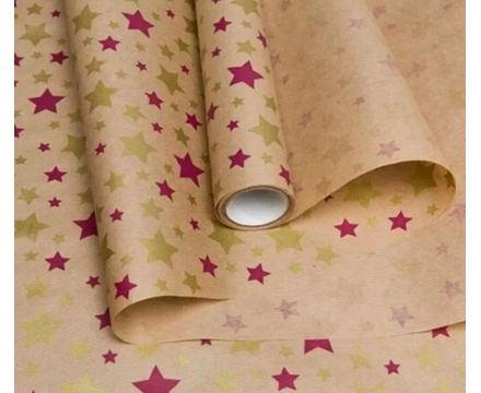 Бумага крафт бурый Звезды 70 смx10 м, 40 г/м2
