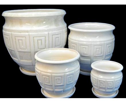 Горшок керамика Меандр белый №1  10л