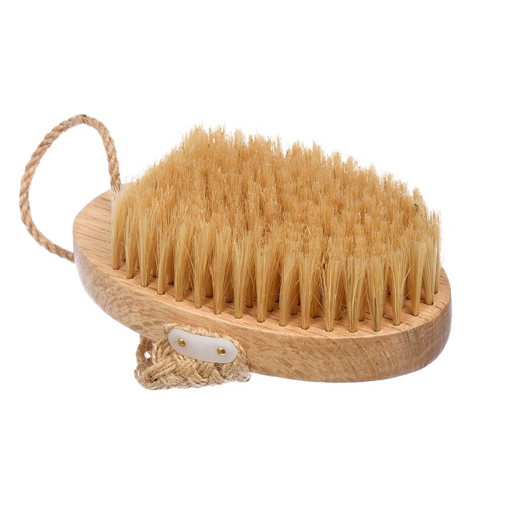Щетка деревянная Антицеллюлит банная массажная, с натуральной щетиной 13см