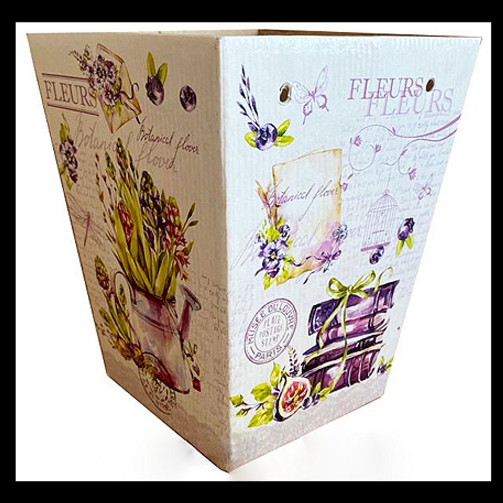 Коробка цветочная микрогофра Прованс 1 разм. кор. 17,5*12,5*22 см. 1шт без шнурка