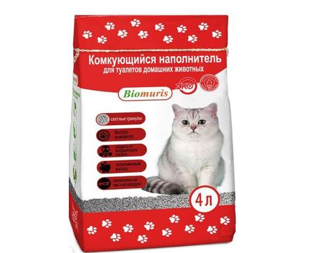 Наполнитель для туалета животных Biomuris комкующийся 4л