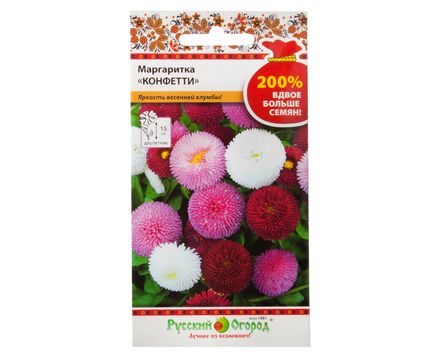 Цветы Маргаритка Конфетти 0,1г Русский Огород
