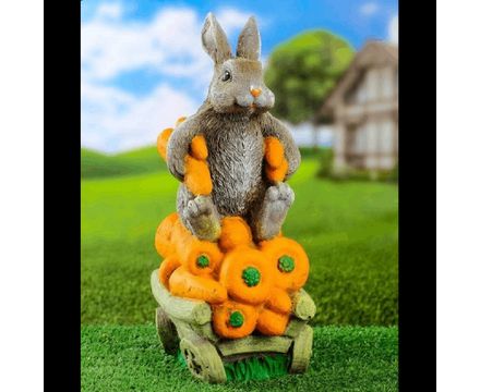 Фигурка дек Зайка Стиф на телеге 14*18*34 см