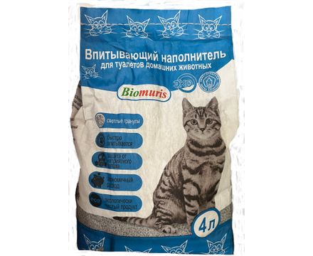 Наполнитель для туалета животных Biomuris впитывающий 4л