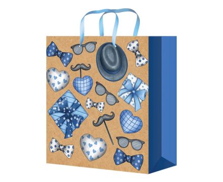 Пакет подарочный из крафт-бумаги 26*33*14 см (craft L) Мужские аксессуары