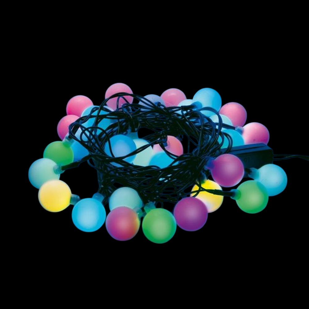 Гирлянда светодиодная Радуга-1 5м. 30 светодиодов. RGB свет. Провод зеленый