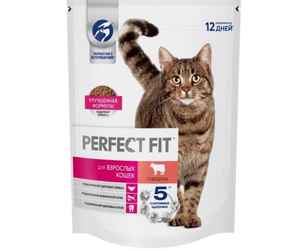 Корм сухой Perfect Fit для домашних Кошек говядина 650г