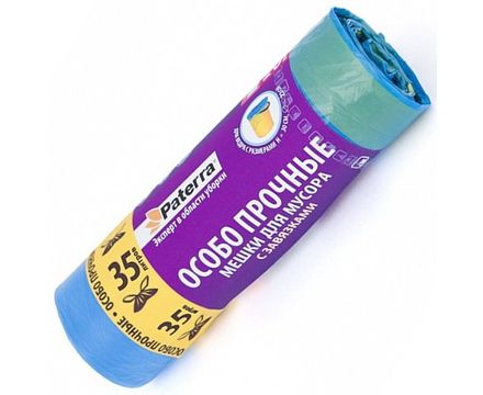 Мешки д-мусора 35л особо прочный с завязками Paterra рулон 20шт