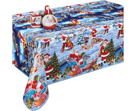 Скатерть мерная 140см НГ дед мороз DEKORAMA 025С NEW YEAR неткан основа пог.м.