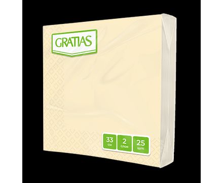 Gratias Салфетки  2-х сл. 33 х 33  25шт Крем