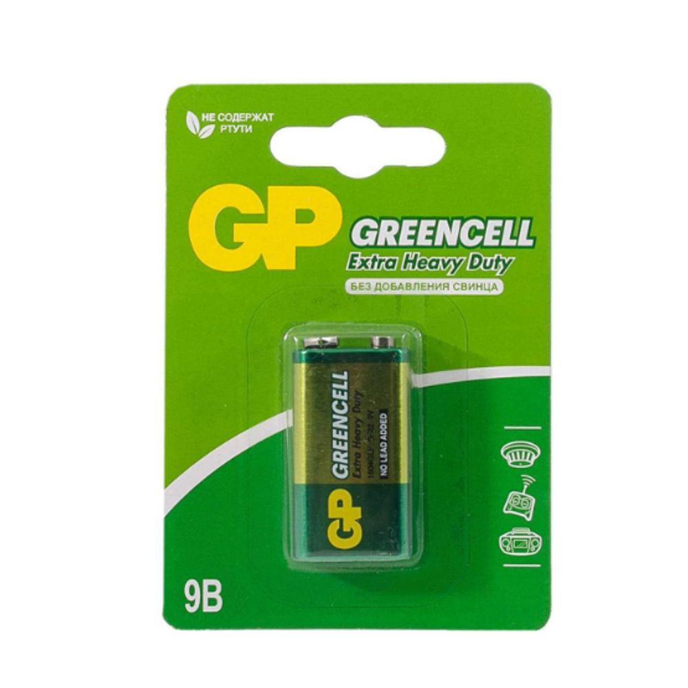 Батарейка GP GreenCell 9V 6F22 Крона - 1 шт.