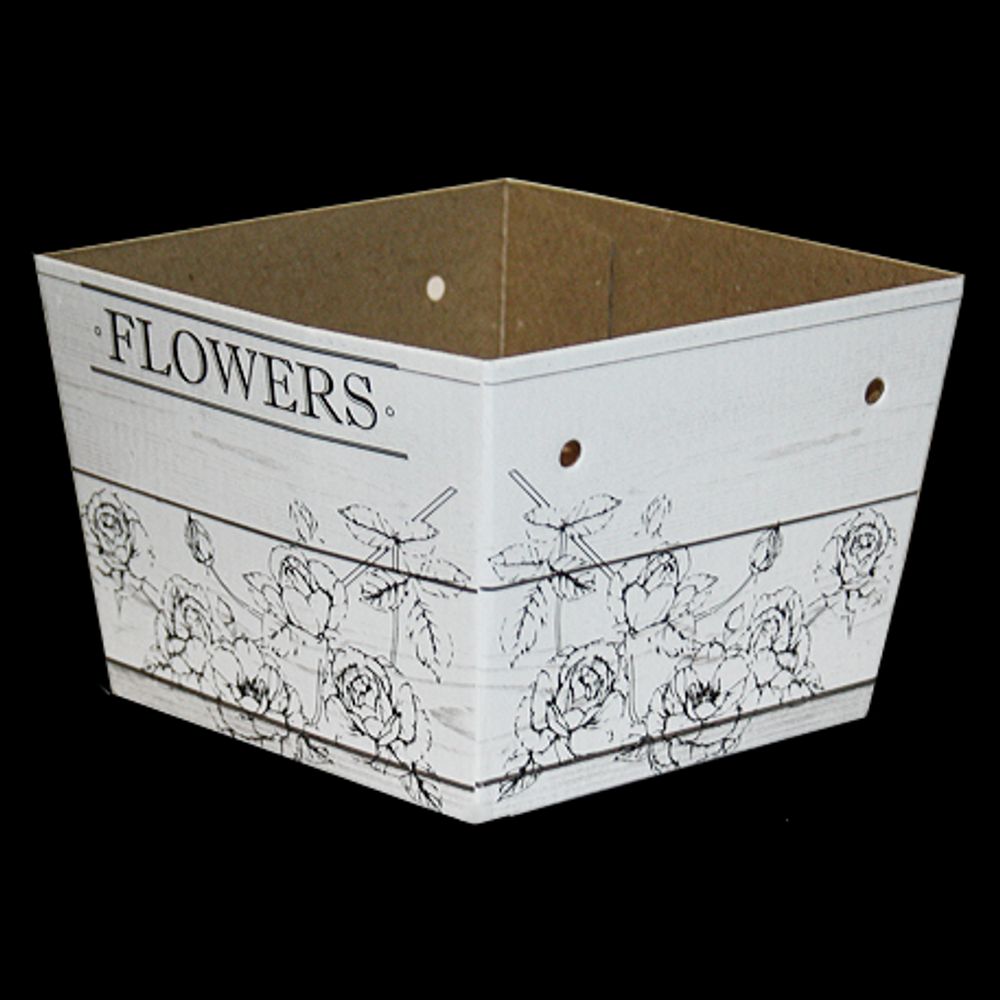 Коробка цветочная микрогофра Белое дерево разм. кор. 15*12,5*11 см. 1 шт. без шнурка