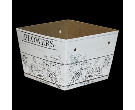 Коробка цветочная микрогофра Белое дерево разм. кор. 15*12,5*11 см. 1 шт. без шнурка