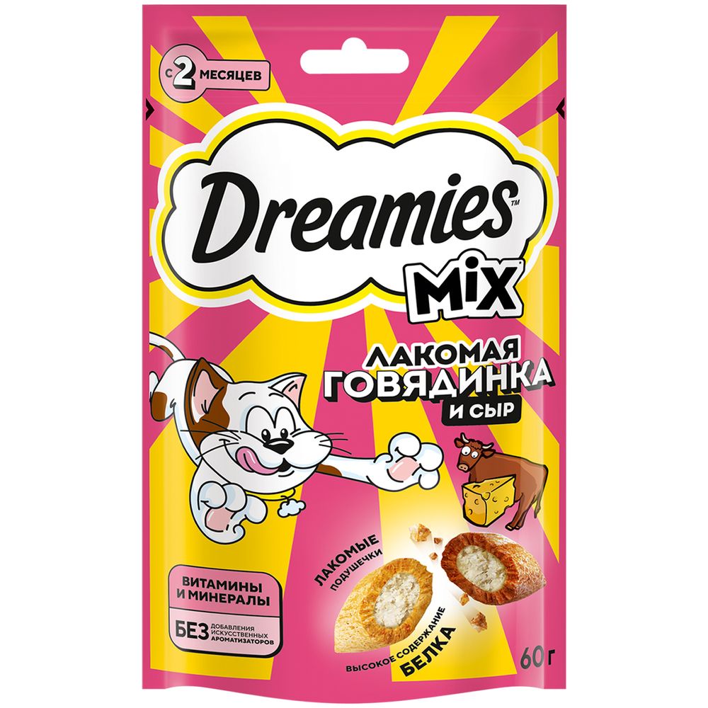 Лакомство для Кошек Dreamies Говядина и Сыр 60г