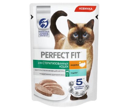 Корм Влажный Perfect Fit для Стерилизованных Кошек Паштет с Индейкой 75г
