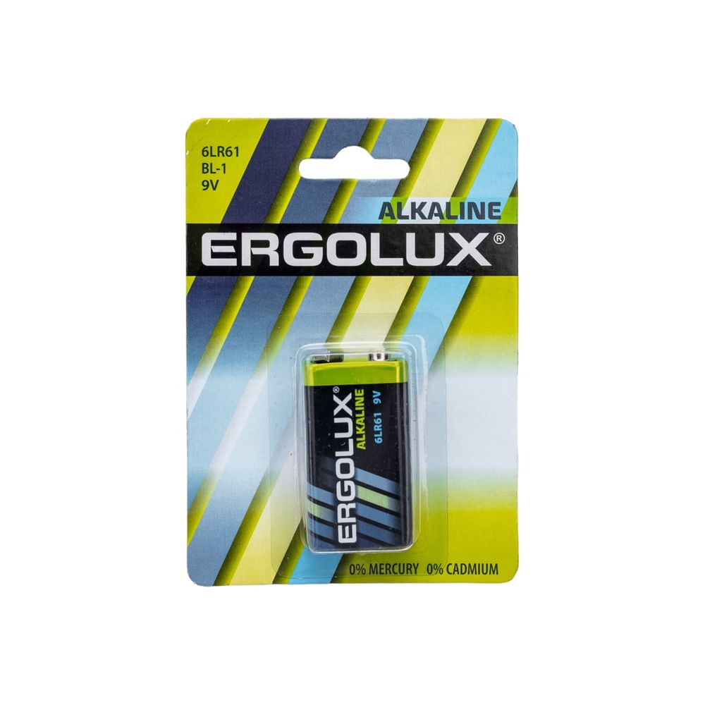 Батарейка щелочная Ergolux Alkaline 9В 1шт  6LR61 BL-1
