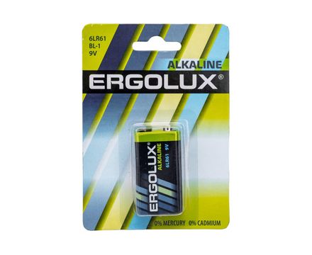 Батарейка щелочная Ergolux Alkaline 9В 1шт  6LR61 BL-1