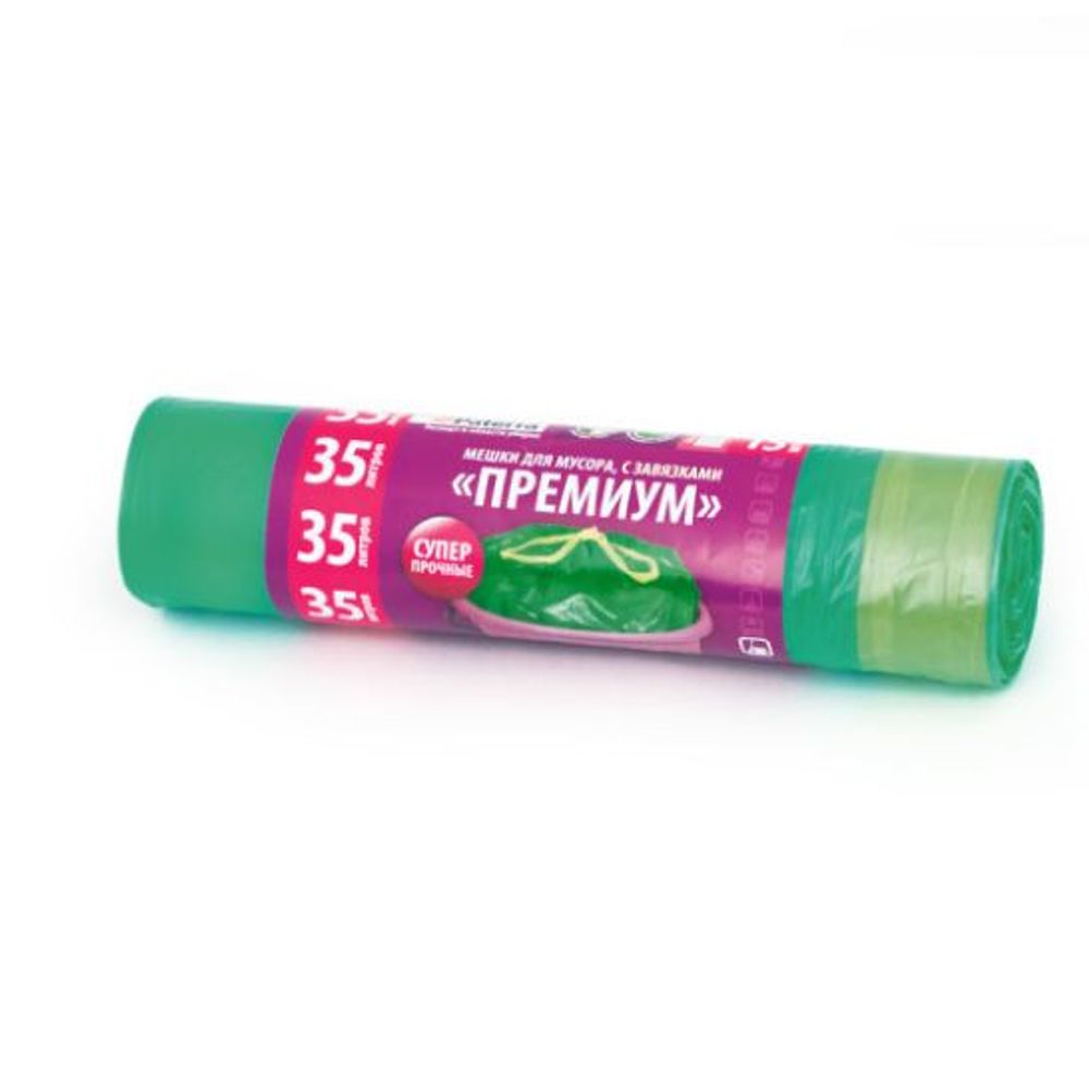 Мешки д-мусора 35л Paterra с завязками рулон 15шт