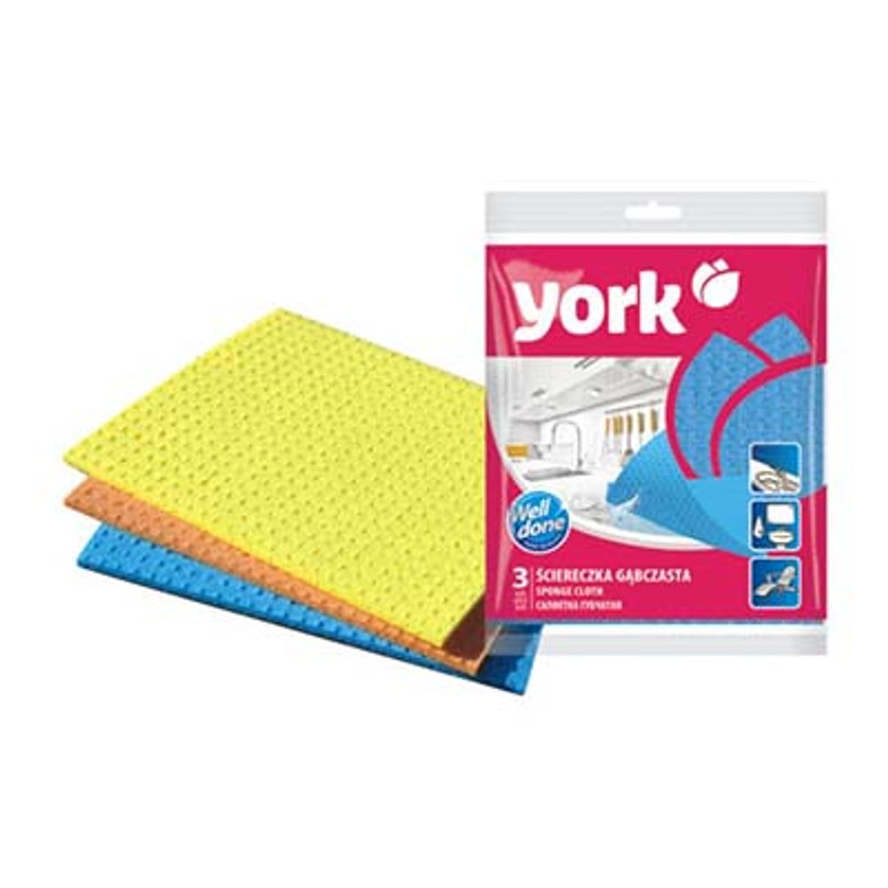 Салфетки губчатые YORK 3шт.   