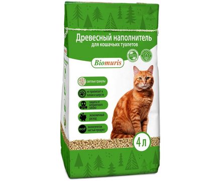 Наполнитель для Кошачьего Туалета Biomurus Древесный 4л