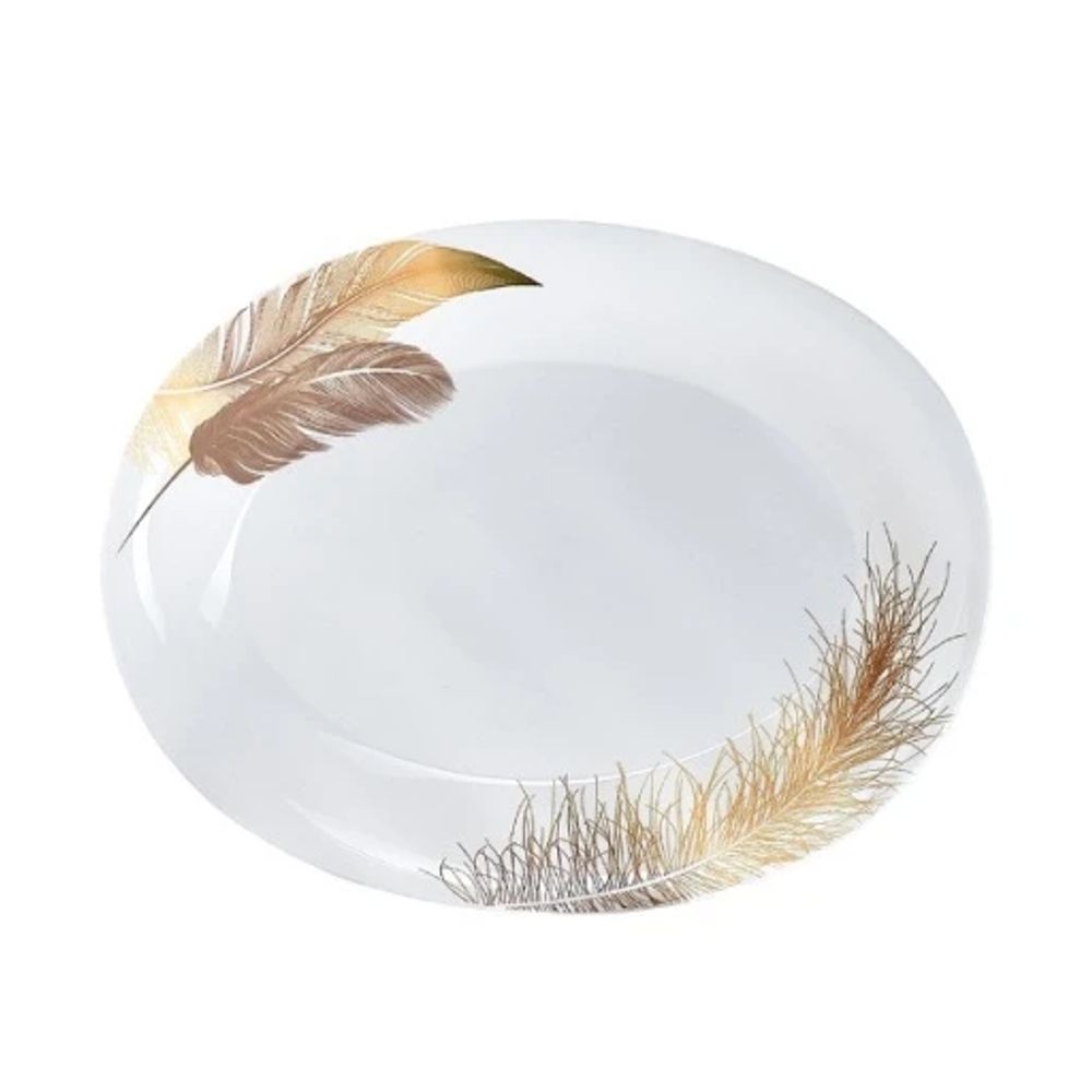 Блюдо овальное ROYAL GARDEN Feather 35*26см опаловое стекло 