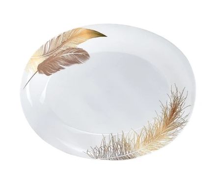 Блюдо овальное ROYAL GARDEN Feather 35*26см опаловое стекло 