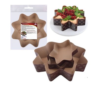 Форма для выпечки бумажная Звезды Набор 3 шт. 25,5x25,5см,13,5x13,5см, h6 и 3,5см.