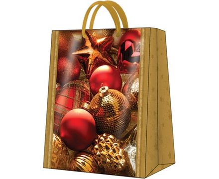 Пакет подарочный Новогодние игрушки 26,5х33,5х13см 