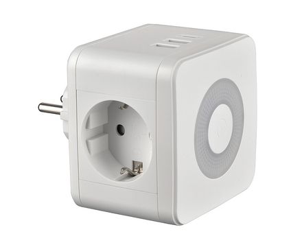  Разветвитель сетевой с выключателем, с/з. 2 гнезда. 2USB+1TYPE C. 16А,