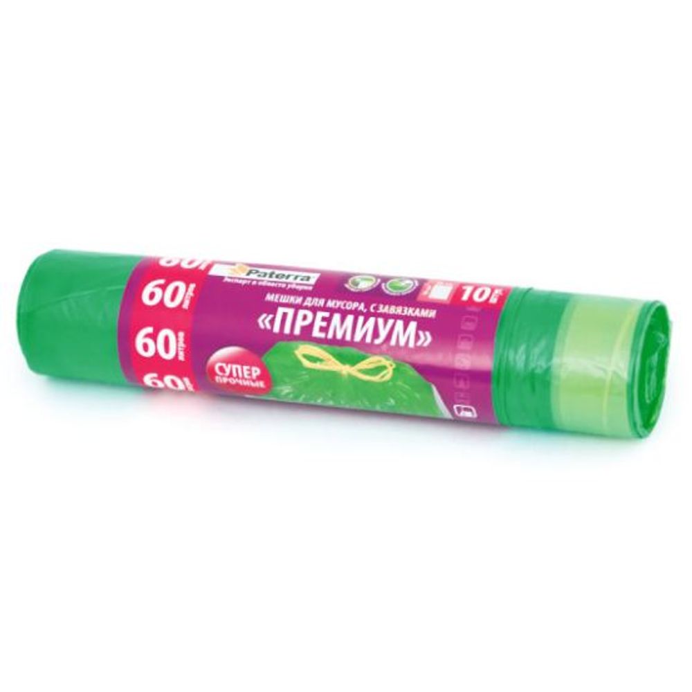 Мешки д-мусора 60л Paterra с завязками рулон 10шт