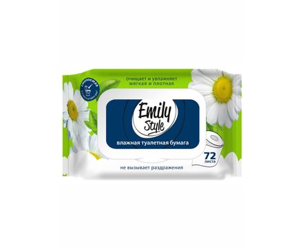 Влажная растворяющаяся туалетная бумага Emily Style  72шт с крышкой
