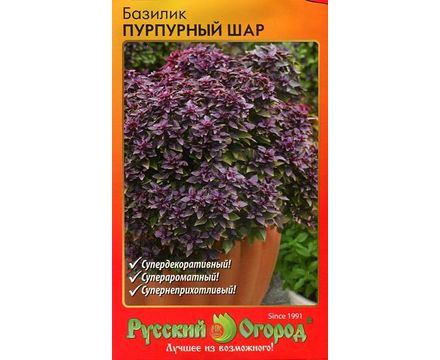 Базилик Пурпурный шар 5шт Русский огород