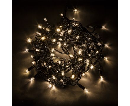 Гирлянда линейная, 100 LED, статич. свечение, 2700К, 10 м +1.5м черный шнурCL33 