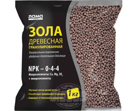 Зола гранулированная древесная 1кг 