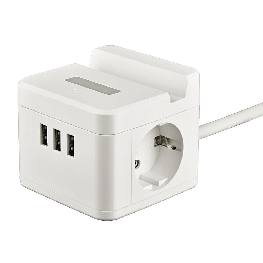 Удлинитель серии Standard, с/з, шнур 1,5м, 2 гнезда, 3 USB, 16А, держатель для телефона.