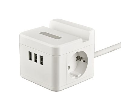 Удлинитель серии Standard, с/з, шнур 1,5м, 2 гнезда, 3 USB, 16А, держатель для телефона.