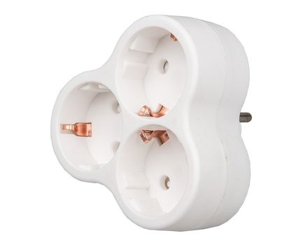 Разветвитель сетевой с-з. 3 гнезда. 16А, 3500Вт. Белый.  S-GES3-16F WHITE