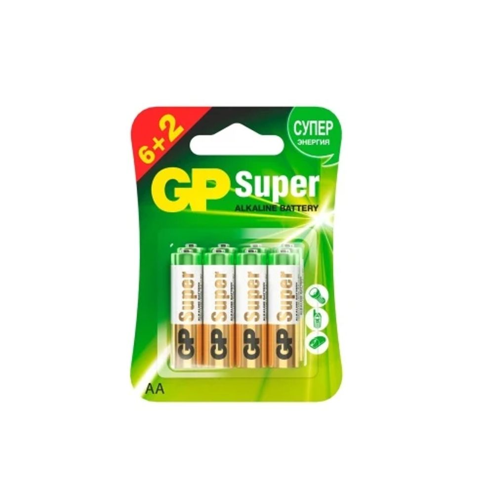 Батарейка GP Super Alkaline LR06 - 6+2шт. (на блистере)
